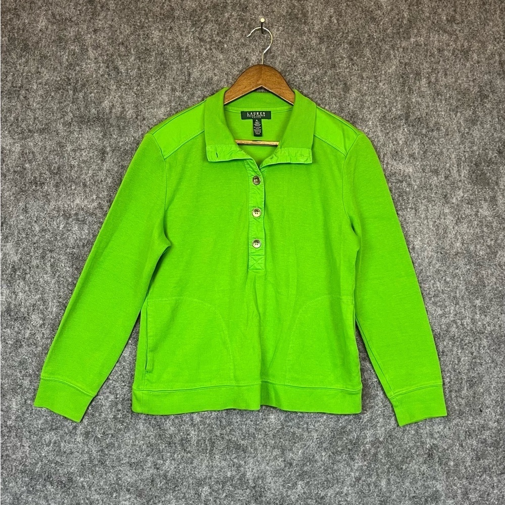 Lauren Ralph Lauren Women's Bright Green Sweater Size L Petite